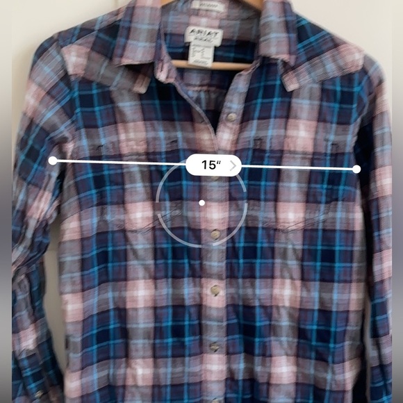 Ariat button up plaid shirt size medium casual outdoor Cabincore - Picture 6 of 7